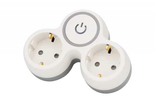 Többférőhelyes, kapcsolós átalakító csatlakozó, szürke+fehér