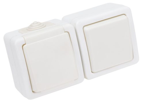 Falon kívüli egy áramkörös kapcsoló+csatlakozóaljzat 16A/250VAC, IP54 (101)