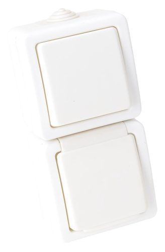 Falon kívüli egy áramkörös kapcsoló+csatl.aljzat, függőleges 16A/250VAC, IP44(101)