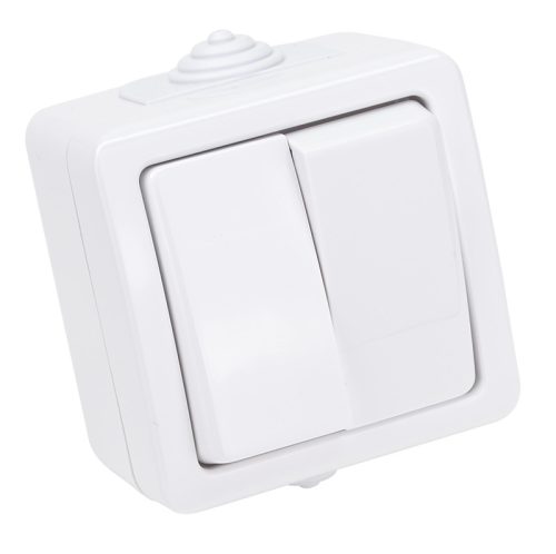 Falon kívüli 2-áramkörös kapcsoló 10AX/250VAC, IP54, (2x101)