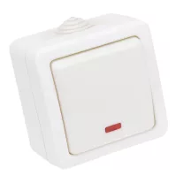   Falon kívüli 1-áramkörös kapcsoló, jelzőfénnyel 10AX/250VAC, IP54, (101)