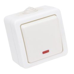   Falon kívüli 1-áramkörös kapcsoló, jelzőfénnyel 10AX/250VAC, IP54, (101)