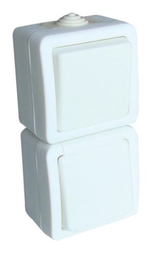 Falon kívüli váltókapcsoló+csatlakozóaljzat 16A/250VAC, IP54, (106)