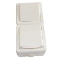   Falon kívüli váltókapcsoló+csatlakozóaljzat, függőleges 16A/250VAC, IP54, (106)