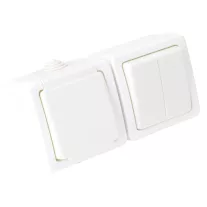   Falon kívüli 2-áramkörös kapcsoló+csatlakozóaljzat 16A/250VAC, IP54, (105)