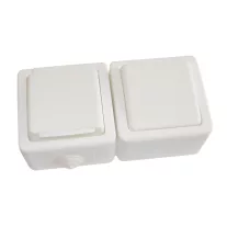   Falon kívüli kétpólusú kapcsoló+csatlakozóaljzat 16A/250VAC, IP54, (102)