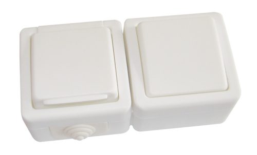Falon kívüli kétpólusú kapcsoló+csatlakozóaljzat 16A/250VAC, IP54, (102)
