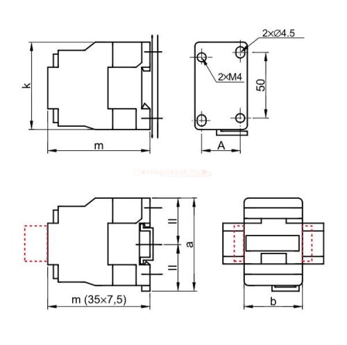 Kontaktor 660V, 50Hz, 12A, 5,5kW, 48V AC, 3×NO+1×NO