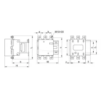   Nagyáramú kontaktor 660V, 50Hz, 205A, 110kW, 230V AC, 3×NO+1×NO