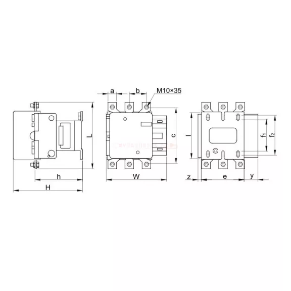 Nagyáramú kontaktor 660V, 50Hz, 205A, 110kW, 230V AC, 3×NO+1×NO