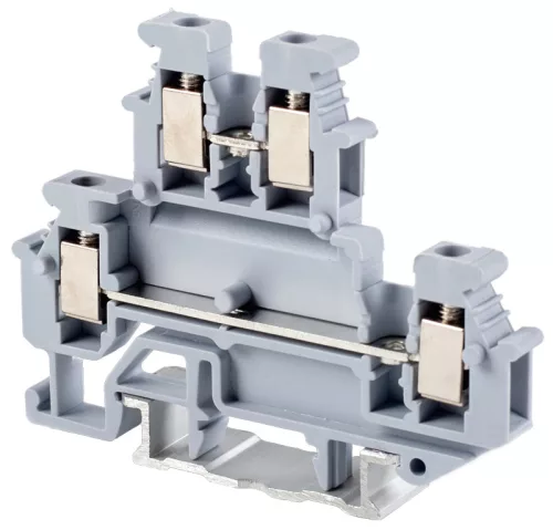 Emeletes ipari sorozatkapocs,csavaros, sínre, szürke 500V 24A 0.2-4 mm2