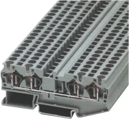 Négykapcsos ipari sorozatkapocs, rugós, sínre, szürke 0,14-1,5mm2, 500VAC, 17,5A