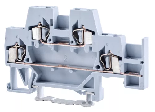 Emeletes ipari sorozatkapocs,rugós, sínre, szürke 500V 20A 0.08-2.5 mm2 4P