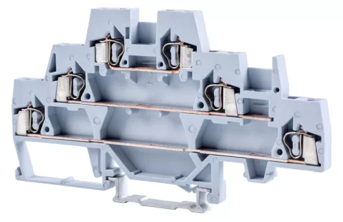 Emeletes ipari sorozatkapocs,rugós, sínre, szürke 500V 20A 0.08-2.5 mm2 6P