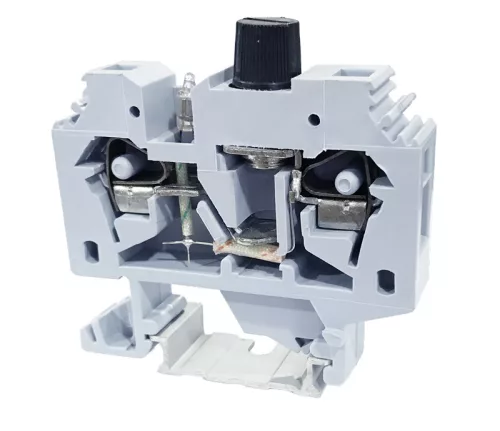 Biztosítékos ipari sorozatkapocs, rugós, sínre, szürke 220V 10A 0.2-6 mm2 2P