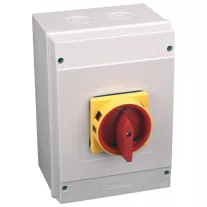   Tokozott biztonsági lakatolható szakaszoló kapcsoló 80A, 3P, 22kW, 64×64mm, IP65