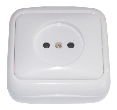 Falon kívüli csatl.aljzat, védőérintkező nélkül (tapétak.) IP20