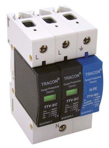 Túlfeszültségvédő készülék, 2.-es típus, csillagpontos 25kA, 2+1P