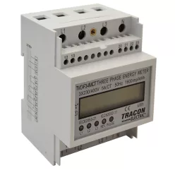   LCD kijelzésű háromfázisú áramváltós fogyasztásmérő, 4 modul 400V / 5 A CT Pd=3W