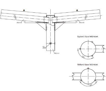 Kétágú acél oszlopkar 05/60
