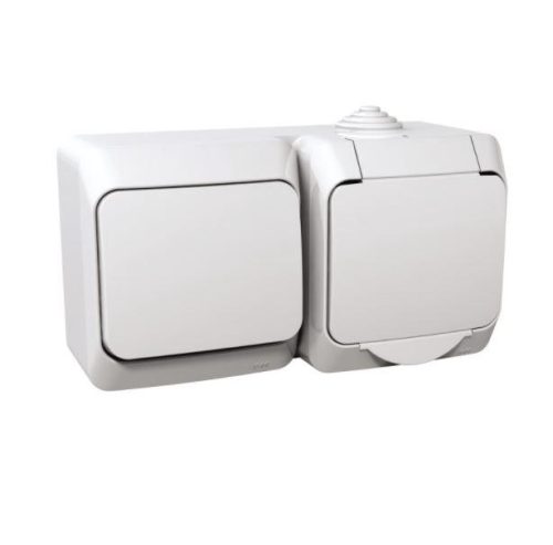 Schneider Electric CEDAR PLUS 2P+F csatlakozóaljzat, egypólusú kapcsolóval, IP44, fehér