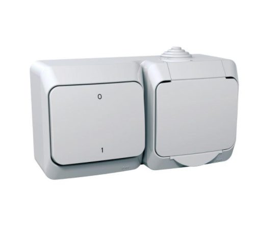 Schneider Electric CEDAR PLUS 2P+F csatlakozóaljzat, kétpólusú kapcsolóval, IP44, fehér