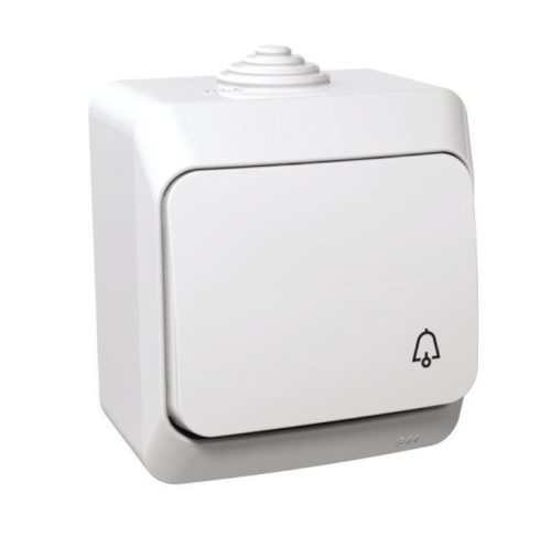 Schneider Electric CEDAR PLUS Egypólusú nyomó, csengőjellel, IP44, fehér