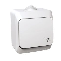   Schneider Electric CEDAR PLUS Egypólusú nyomó, lámpajellel, IP44, fehér