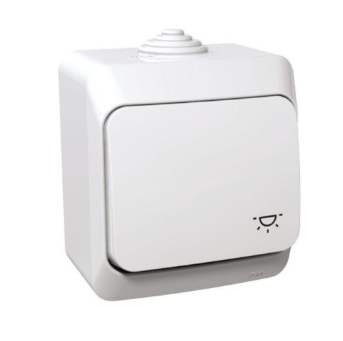 Schneider Electric CEDAR PLUS Egypólusú nyomó, lámpajellel, IP44, fehér