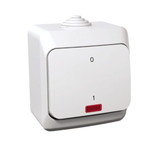 Schneider Electric CEDAR PLUS Kétpólusú kapcsoló, jelzőfénnyel, IP44, fehér