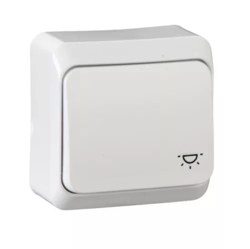 Schneider Electric PRIMA Egypólusú nyomó, lámpajellel, 10A, fehér