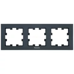   Panasonic Karre Plus 55 Soft Touch hármas keret vízszintes feliratos Éjfekete