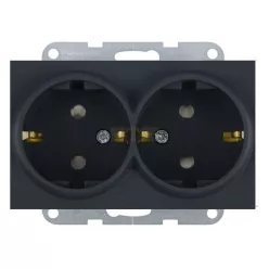   Panasonic Karre Plus 55 Soft Touch gyermevédős dupla dugalj keret nélküli Éjfekete