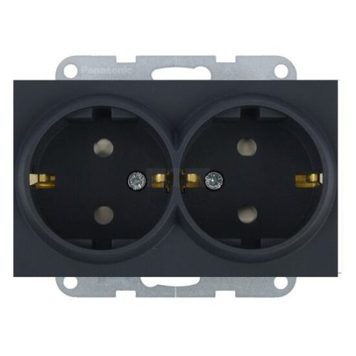 Panasonic Karre Plus 55 Soft Touch gyermevédős dupla dugalj keret nélküli Éjfekete