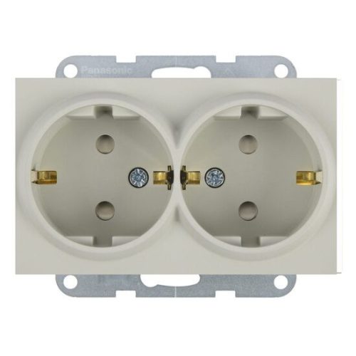 Panasonic Karre Plus 55 Soft Touch gyermevédős dupla dugalj keret nélküli Homok