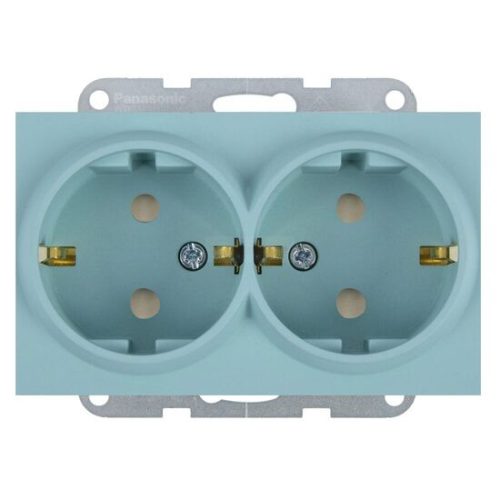 Panasonic Karre Plus 55 Soft Touch gyermevédős dupla dugalj keret nélküli Türkiz