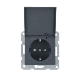   Panasonic Karre Plus 55 Soft Touch csapfedeles gyermekvédős dugalj keret nélküli Éjfekete