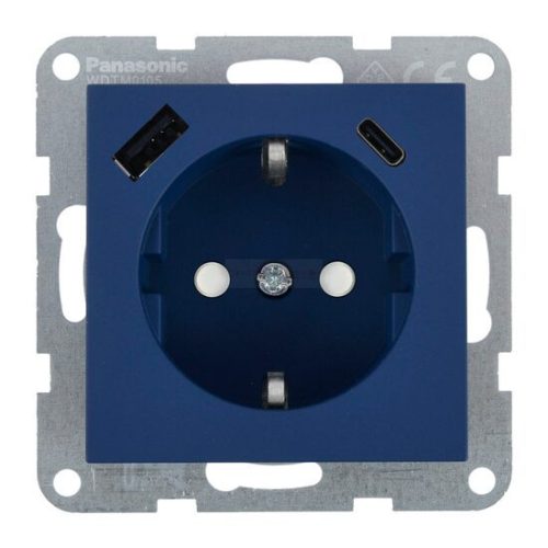 Panasonic Karre Plus 55 Soft Touch Gyermekvédős dugalj + USB A + USB C keret nélküli Óceán