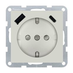   Panasonic Karre Plus 55 Soft Touch Gyermekvédős dugalj + USB A + USB C keret nélküli Homok