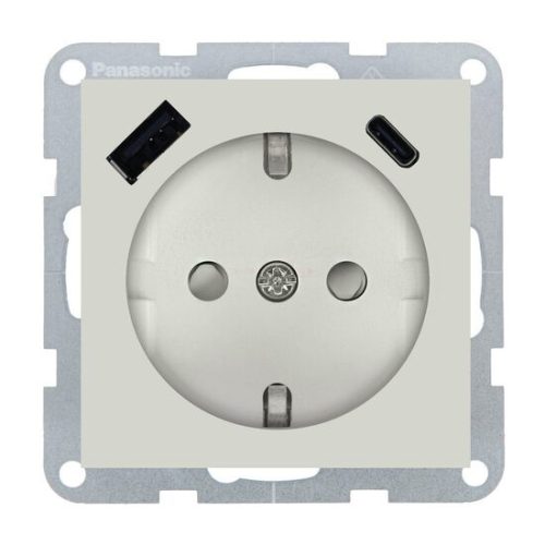 Panasonic Karre Plus 55 Soft Touch Gyermekvédős dugalj + USB A + USB C keret nélküli Homok