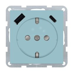   Panasonic Karre Plus 55 Soft Touch Gyermekvédős dugalj + USB A + USB C keret nélküli Türkiz