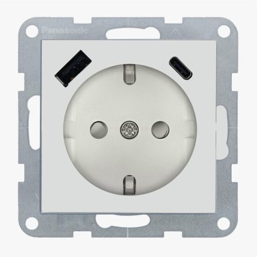 Panasonic Karre Plus 55 Soft Touch Gyermekvédős dugalj + USB A + USB C keret nélküli Kagylóhéj