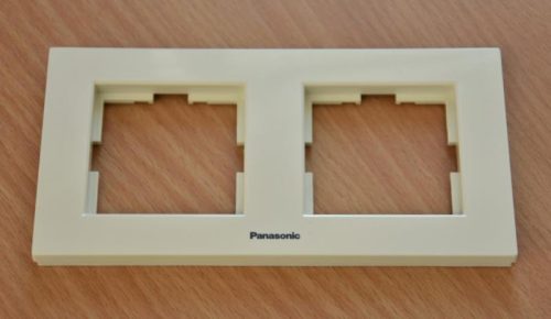 Panasonic Karre Plus 2-es sorolókeret vízszintes bézs(Felirattal)