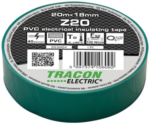 Szigetelőszalag, zöld 20m×18mm