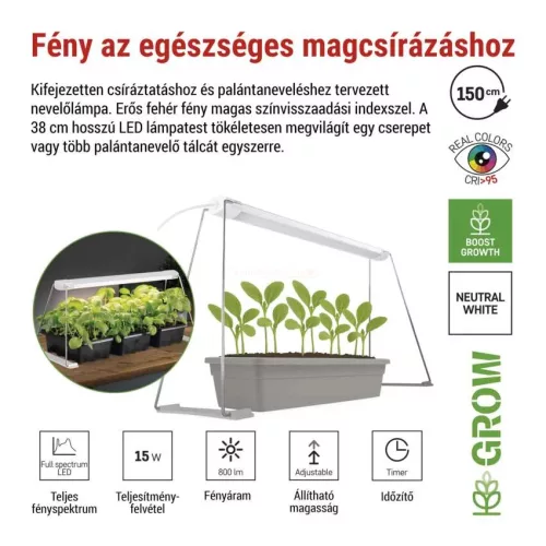 LED növénynevelő lámpa palántaneveléshez beltéri időzítős 28 LED