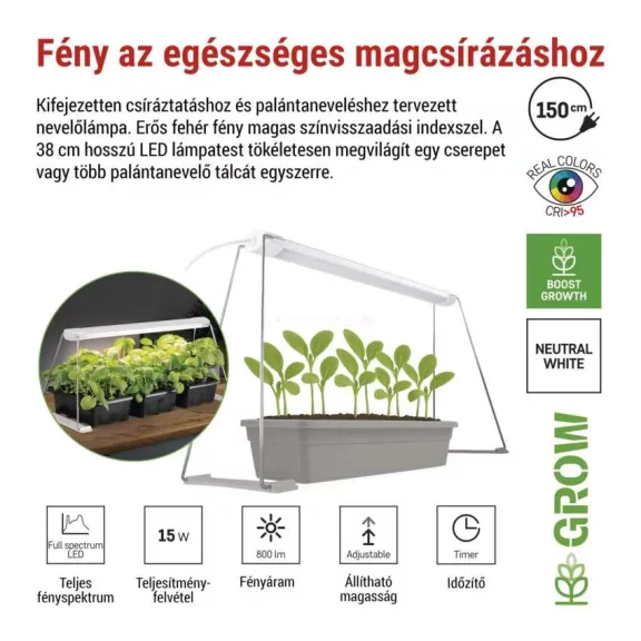 LED növénynevelő lámpa palántaneveléshez beltéri időzítős 28 LED