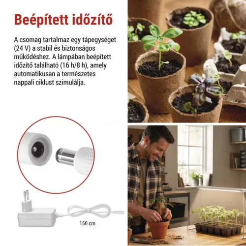 LED növénynevelő lámpa palántaneveléshez beltéri időzítős 28 LED