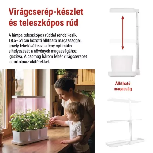 LED növénynevelő lámpa beltéri időzítős dimmelhető 30 LED