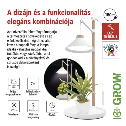 LED növénynevelő lámpa beltéri időzítős 21 LED