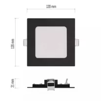   LED süllyesztett lámpatest NEXXO, négyzet, fekete, 7W, CCT